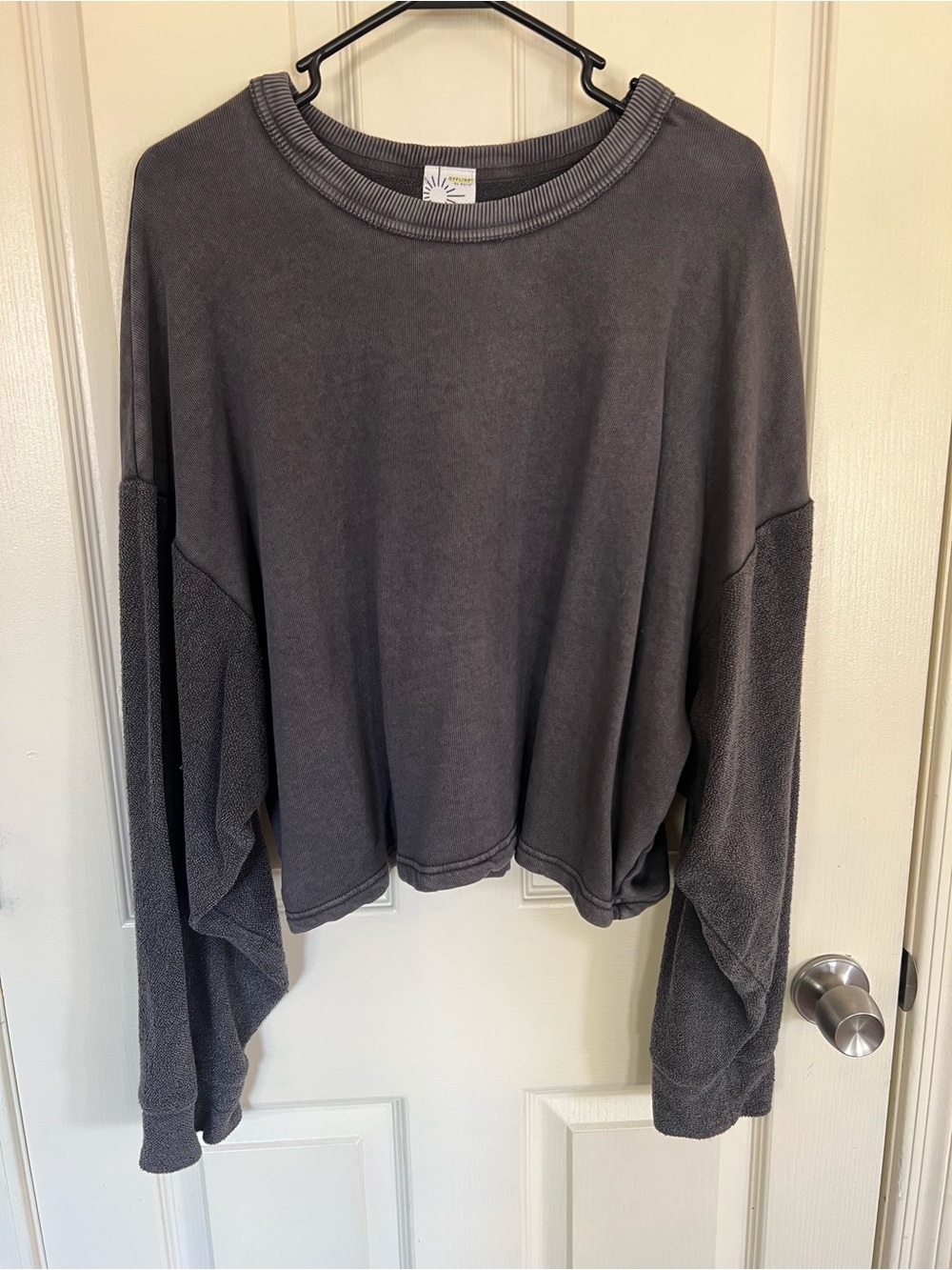 OFFLINE By Aerie Washed Charcoal Oversized Crewneck Sweatshirt XL